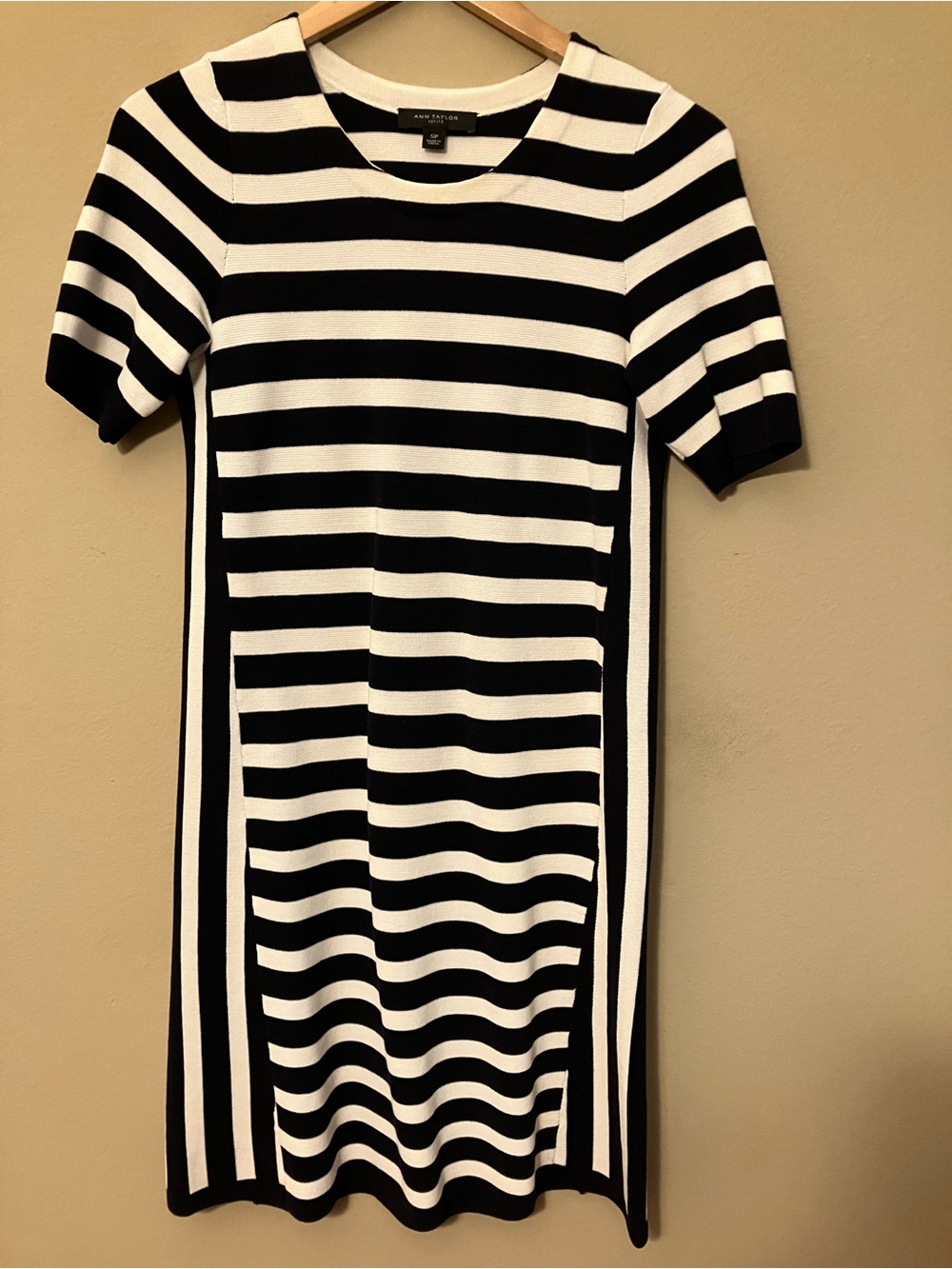 Ann Taylor Navy & White Striped Knit Dress
